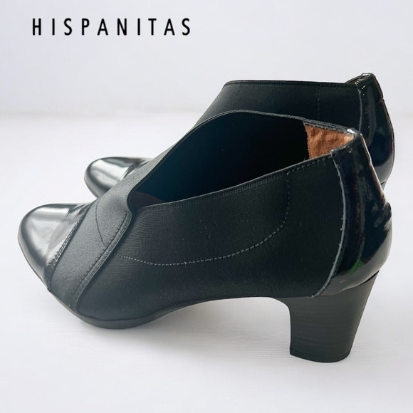 hispanitas Shoes - Hispanitas Black Heeled Boots with Pointed Toe and V-Shaped Opening Sz 37